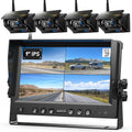 4 Magnetic Solar Wireless Backup Camera HD1080P 9" Loop Recording Monitor, Quad RV Rearview Backup Cameras Wireless System for Trailer RV Trucks, Built-in 9600mAh Solar Battery, BL904