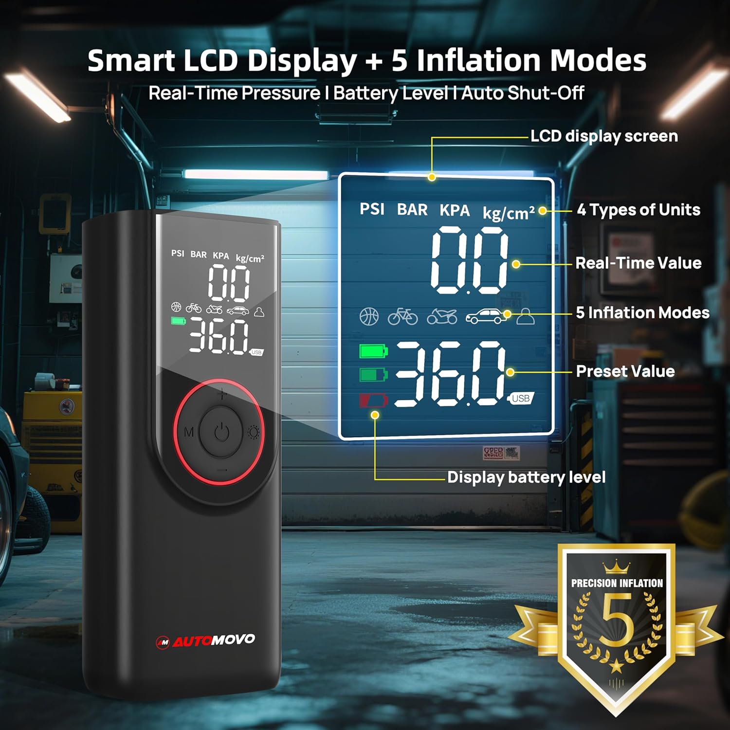 Tire Inflator Portable Air Compressor-3X Faster Inflation, 150PSI Air Pump for Car Tires with Digital Pressure Gauge/LED Light, Portable Tire Inflator for Car, Motorcycle, Bike, Ball