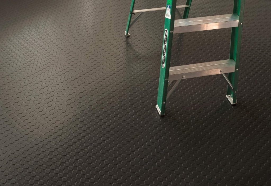 G-Floor Large Coin Pattern Vinyl Garage Floor Protector Mat (5' x 10', Slate Grey), Extremely Durable, Waterproof Parking Pad and Flooring