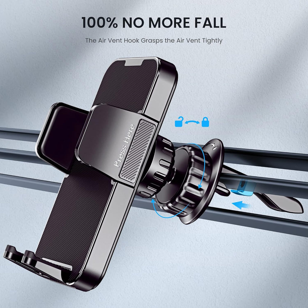 Car Phone Holder - Upgrade Clip Never Fall Air Vent Mount for iPhone Android Smartphone