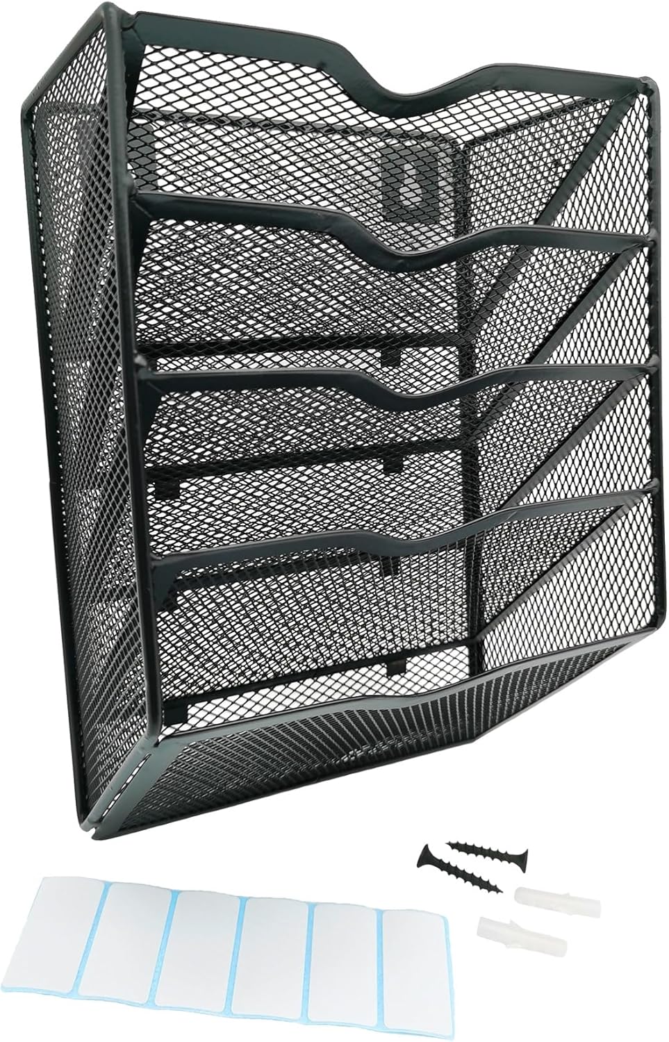 5-Tier Wall Mount All Metal Sandpaper Organizer, Hanging Sandpaper Storage Rack Holder for 5" & 6" Sanding Discs, Woodworking Tool Box Accessories (Black)