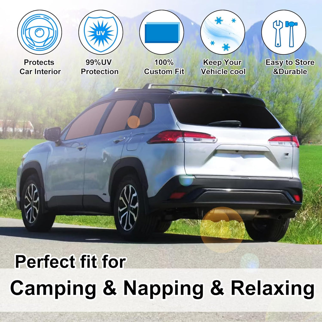 TINGLU Window Shades for Toyota Corolla Cross 2022-2024 2025(Not for Corolla) Accessories Car Side Full Windows Rear Triangular Windshield Sun Shade Sun UV Rays & Privacy Protection for Camping 8PCS