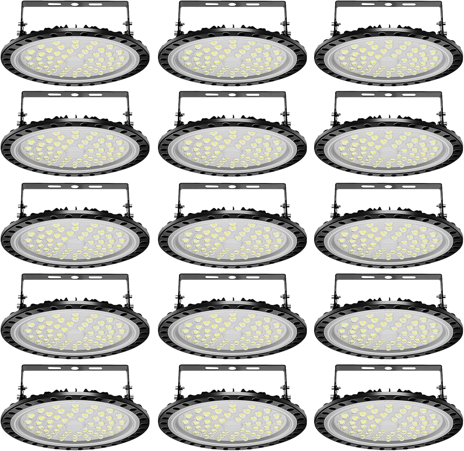 Viugreum 15 Pack 200W LED High Bay Lights, 20000LM 6000K-6500K Daylight White UFO LED Shop Lights, Warehouse Workshop Garage Factory Area LED Lighting Fixture