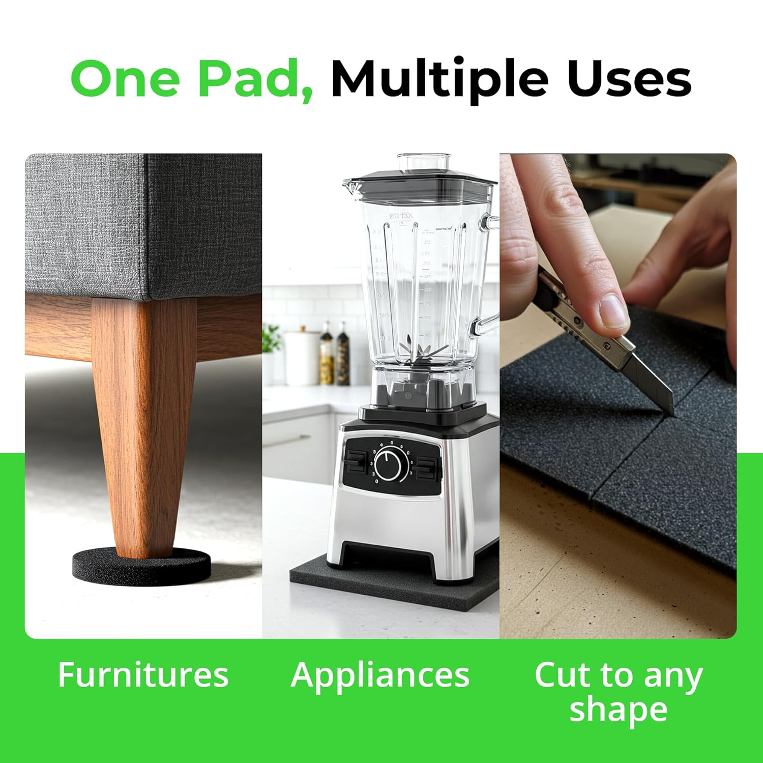 XCEL 4 Pack 12" x 12" x 1/4" Self Stick Foam Rubber Pads with Adhesive Versatile Adhesive Foam Rubber Pads Sheets for Appliances and Furniture, Neoprene Foam Pads Adhesive