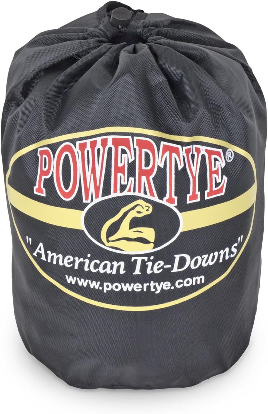 PowerTye - Made in USA - Extra Long Ratchet Tie Down Straps, Heavy Duty with Carabiner Hooks, Soft-Tye & Bag, for Motorcycle, ATV & Cargo, 1,000 lb WLL, 1.5 inch x 10ft Long, Black/Black (Pair)