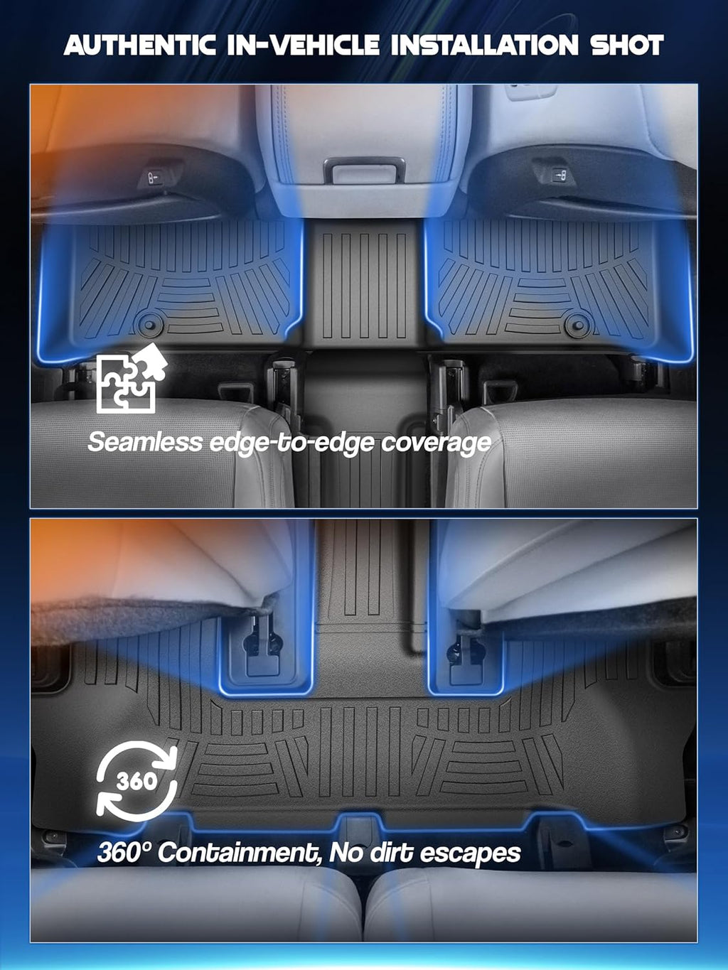 Car Floor Mats for 2024 2025 Hyundai Santa Fe Accessories(Not for Hybrid),TPE All Weather Protection Floor Mats,Custom Fit 3 Rows Car Floor Liners Set,Heavy Duty Accessories,Black