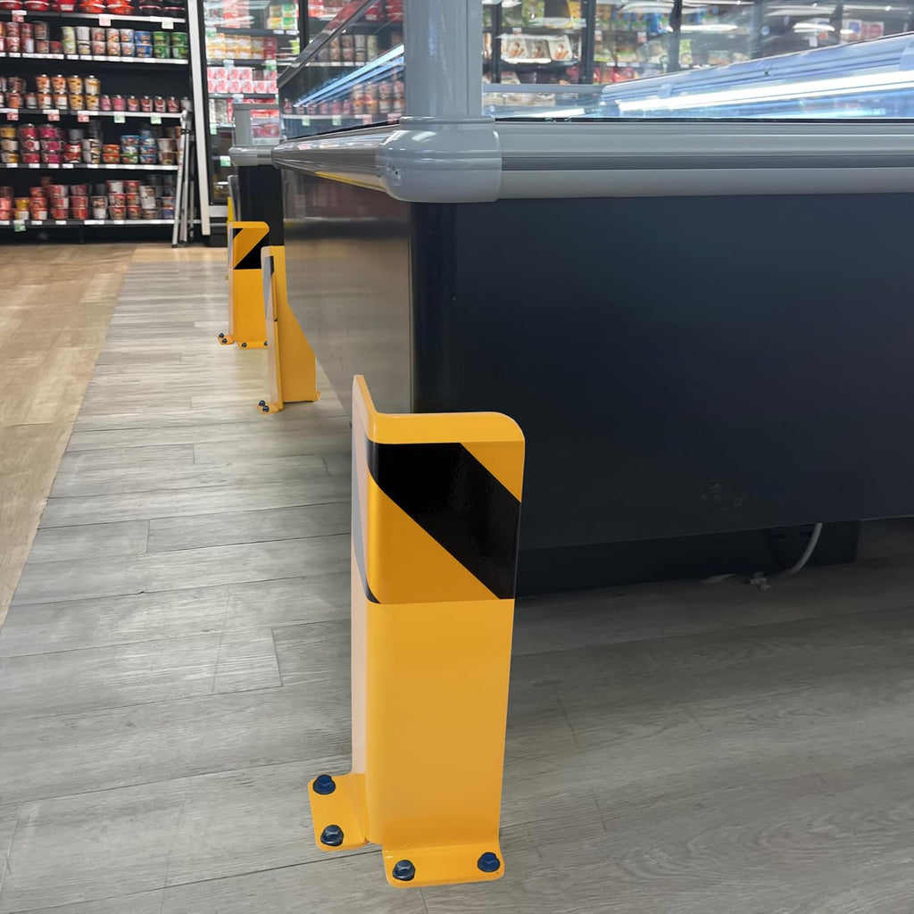 Heavy Duty Pallet Rack Post Protectors – 4-Pack Steel Column Guards with Anchor Bolts, Floor-Mounted Rack Protection for Warehouse & Industrial Safety
