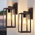 PARTPHONER Dusk to Dawn Porch Light Fixtures, Black Brushed Gold Exterior Lighting Lamp, Sensor Wall Lantern, Waterproof Outdoor Wall Sconce for House Doorway, Garage 2 Pack