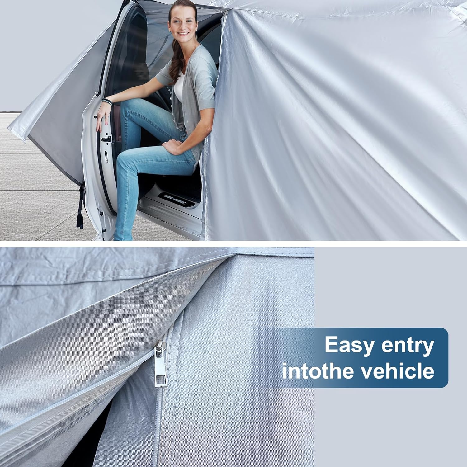 AUQDD 6-Layers Premium SUV Car Cover Waterproof All Weather Weatherproof UV Sun Protection Snow Dust Storm Resistant Outdoor Exterior Custom Form-Fit Full Padded Car Cover with Straps 165"-179" K6