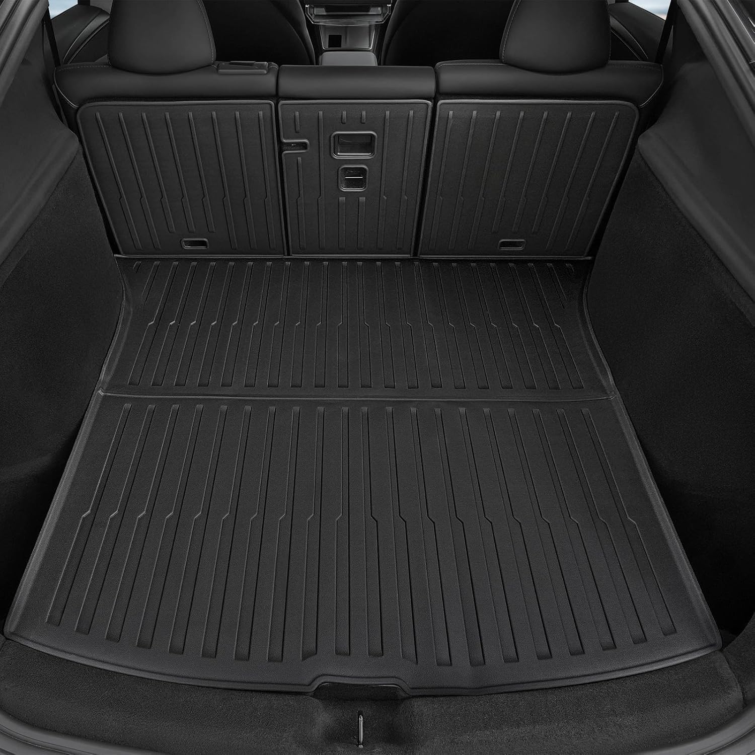 Floor Mats Set for 2025 2026 Tesla Model Y Juniper Accessories, Full Coverage All Weather Floor Mats Cargo Mat with Backrest Protectors