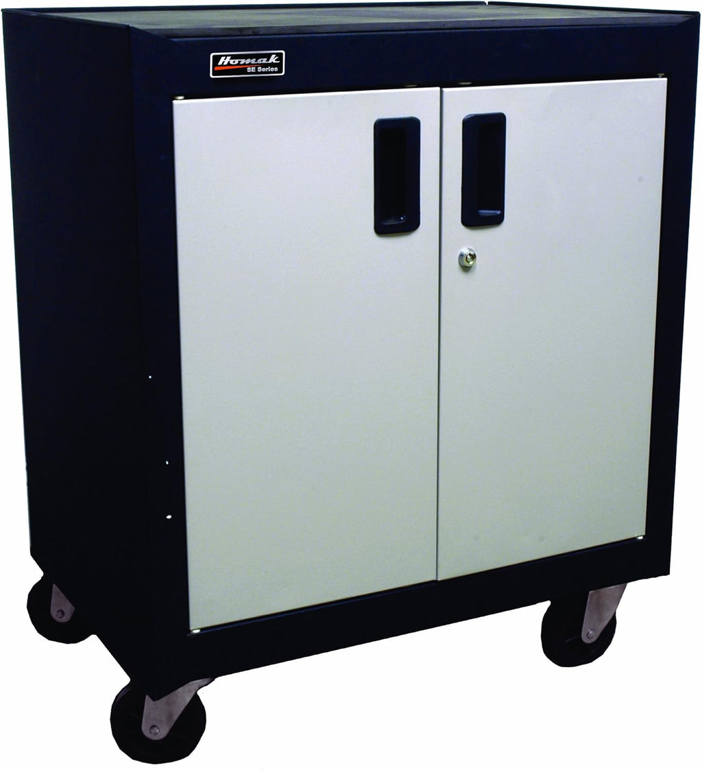 Homak 2 Door Mobile Cabinet with Gliding Shelf, Steel, GS04002270