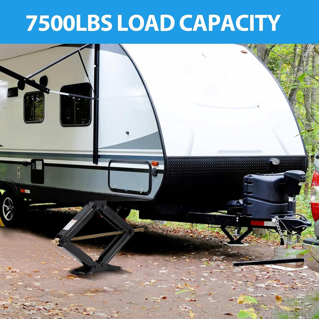 Garvee 24" RV Scissor Jack - 7500lb Heavy Duty Leveling Stabilizer with Crank Handle, Stable Base, 4"-24" Adjustable Height, Powder Coated Steel for Travel Trailers, RVs & Campers - 4 Pack