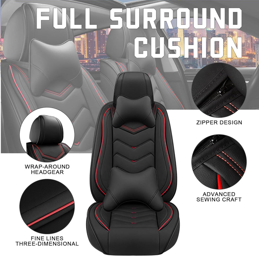 Car Seat Covers for Chrysler Pacifica 2004-2025, Stylish Sport Seat Cover, Premium Nappa Leather Car Seat Cover. Automobile Seat Covers Sets.(Luxury 5 Seats/Black)