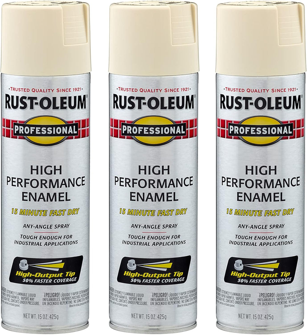 Rust-Oleum 7570838-3PK Professional High Performance Enamel Spray Paint, 15 Oz, Gloss Almond, 3 Pack