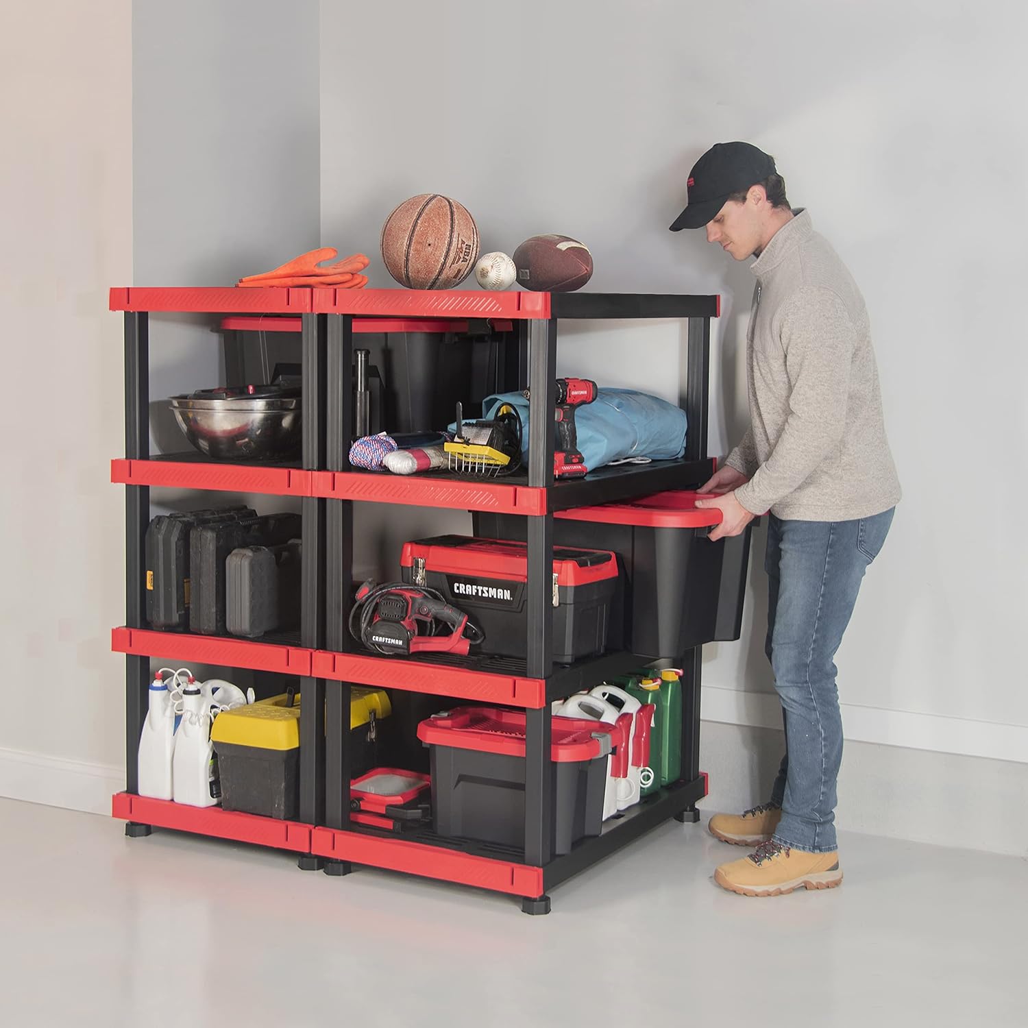 CX Craftsman, 4-Tier Highly Durable Storage Rack, 200lbs/shelf, (55”H x 40”W x 24”D), Interlocking Shelving Unit and Weather-Resistant Design, American Made Garage Shelf