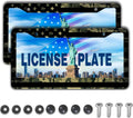 License Plate Frame Multicolor License Plate Holder USA Flag Black Camo Universal Aluminum Car Accessory 2 Pack with Screw Covers Set