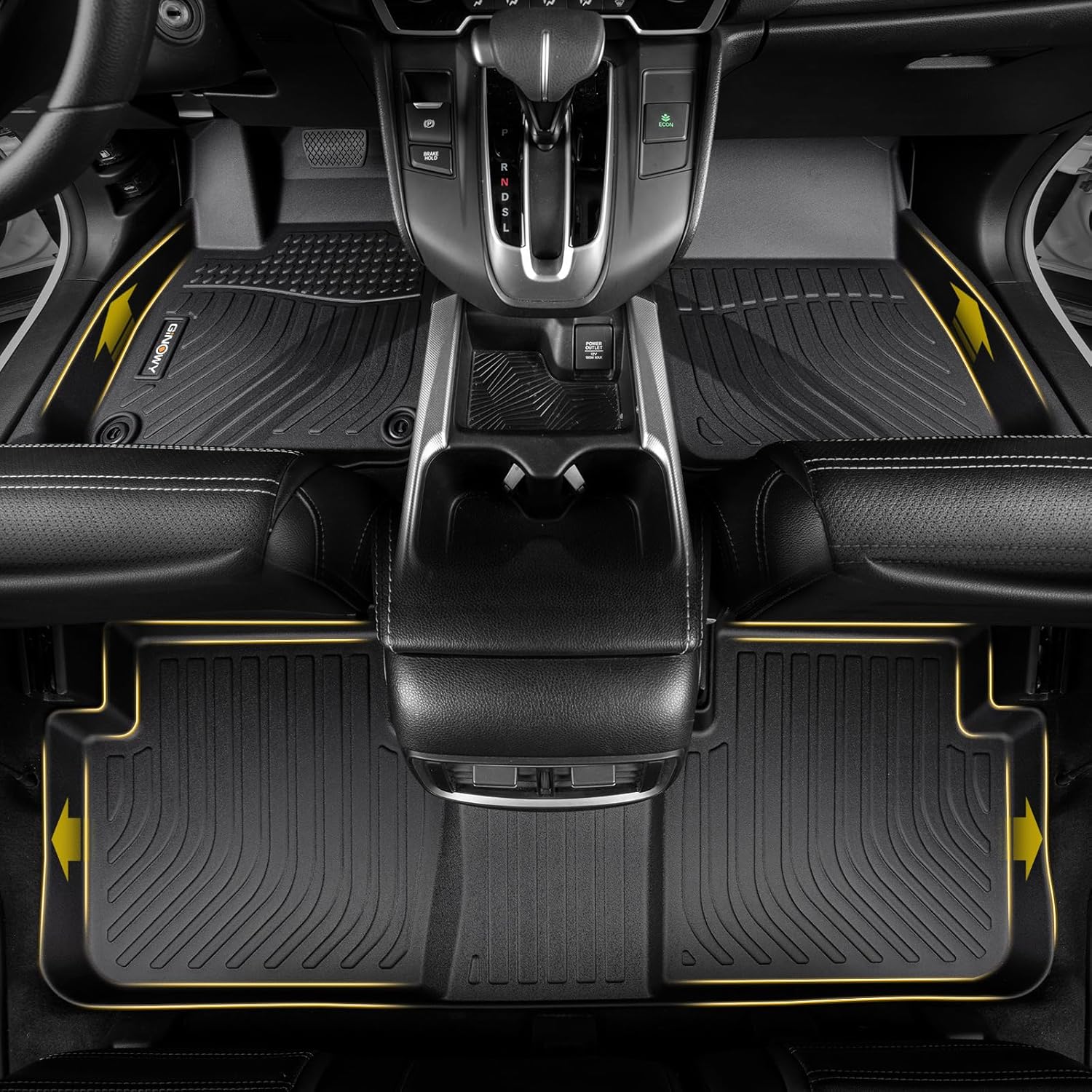 GINOWY-Floor Mats & Cargo Liner for Honda Civic Hybrid 2025(Only for Hatchback), TPE All Weather Civic Car Floor Mats Non-Slip Trunk Mat Floor Liners Waterproof Accessories Black