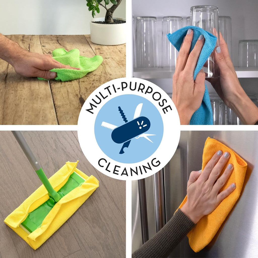 S&T INC. 200 Pack Microfiber Cleaning Cloth, Bulk Towels for Home, Reusable Microfiber Towels for Cars, Cleaning Rags, Assorted, 11.5 Inches x 11.5 Inches, 200 Count