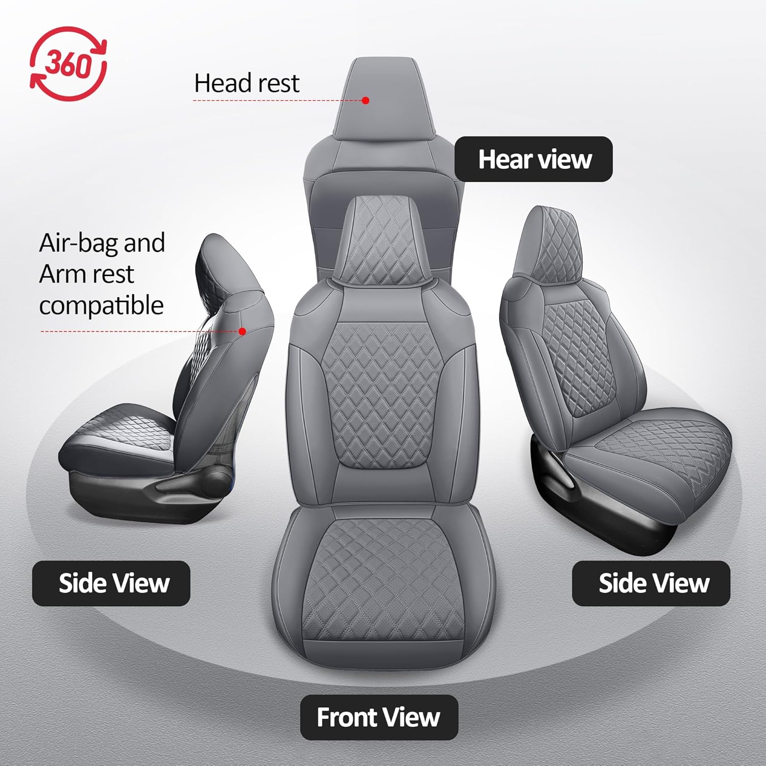 MIROZO Seat Covers for Rav4,Waterproof Car Seat Covers Compatible with 2019-2025 Toyota RAV4 Hybrid LE XLE Limited Car Seat Cover RAV4 Hybrid(Gray,Non XSE&2022-2025 SE Hybrid)