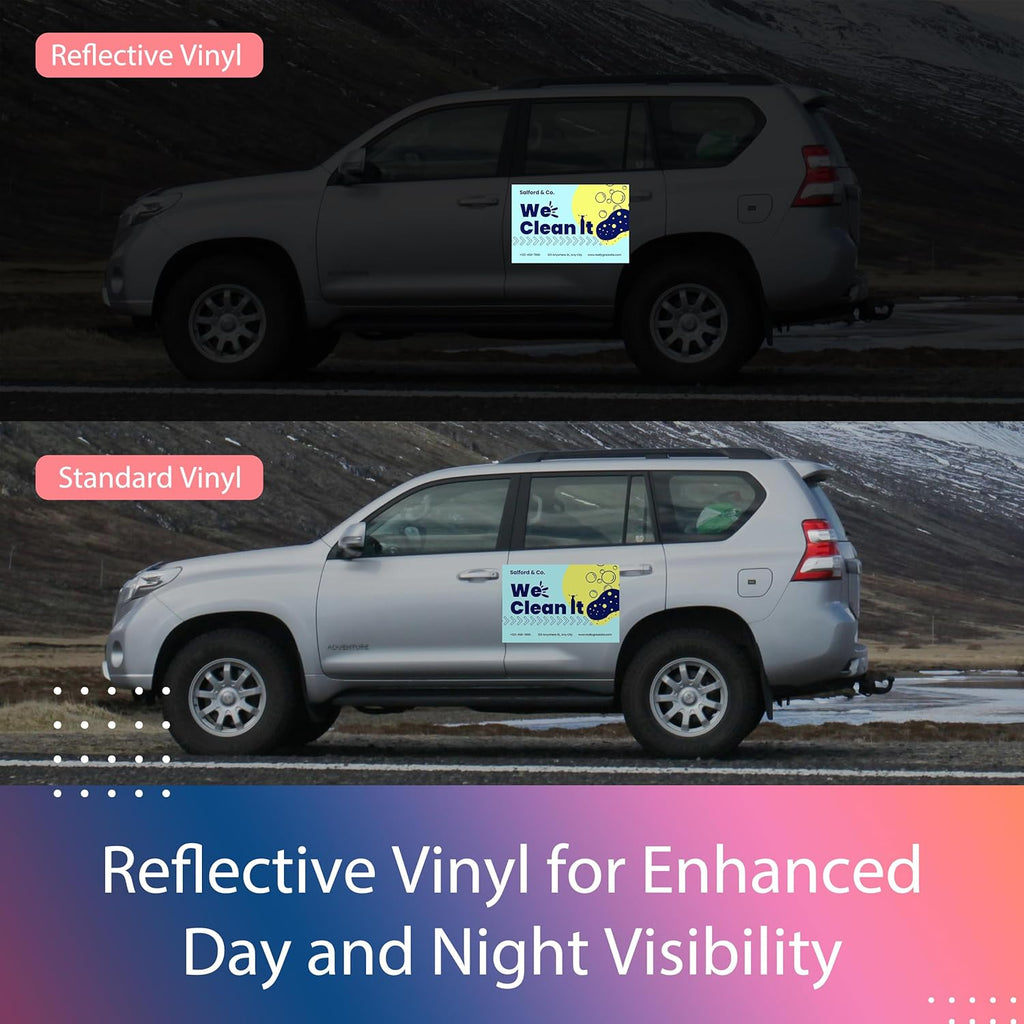 Custom Car Magnet for Business 2-Pack Vivid Printing Reflective Fade-Resistant Material Car Advertising Sign Personalized Magnetic Sheets for Vehicles Multi Size 10x20in