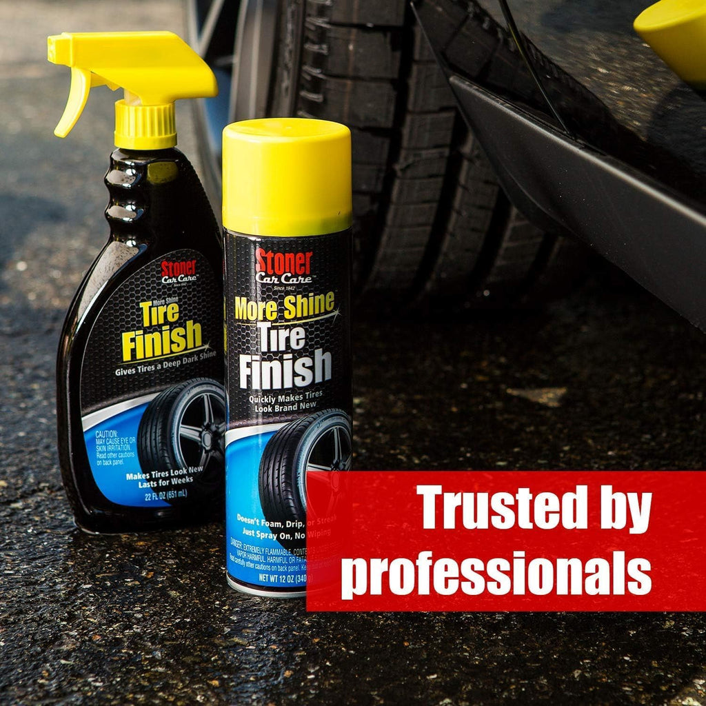 Stoner Car Care 91044-4PK Original More Shine Tire Finish for Tire and Wheel Care Creates a Long-Lasting, Rain-Resistant Tire Shine, Makes Faded Tires Look New, Non-Greasy Formula, 12 Oz, Pack of 4