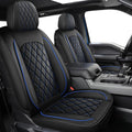 MIROZO Seat Covers for Ram, Waterproof Truck Seat Covers Compatible with 2009-2025 Dodge Ram 1500 2500 3500 Truck Pickup Crew Quad Cab with Split Bench 40/60(Black and Blue,Full Set Curved Back)