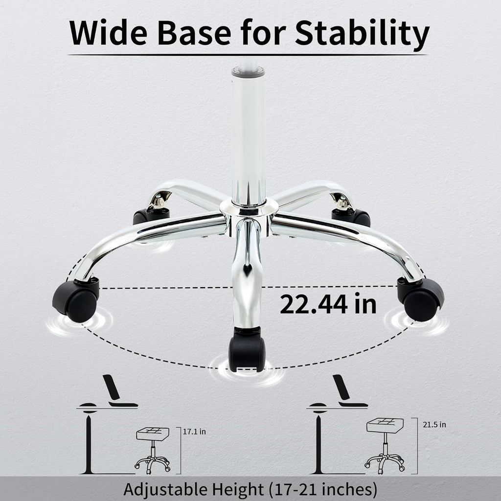Adjustable Drafting Stools 17-21 inch (Saddle Shaped Seat) (300lbs Capacity) Office Stool with Wheels (Gray)