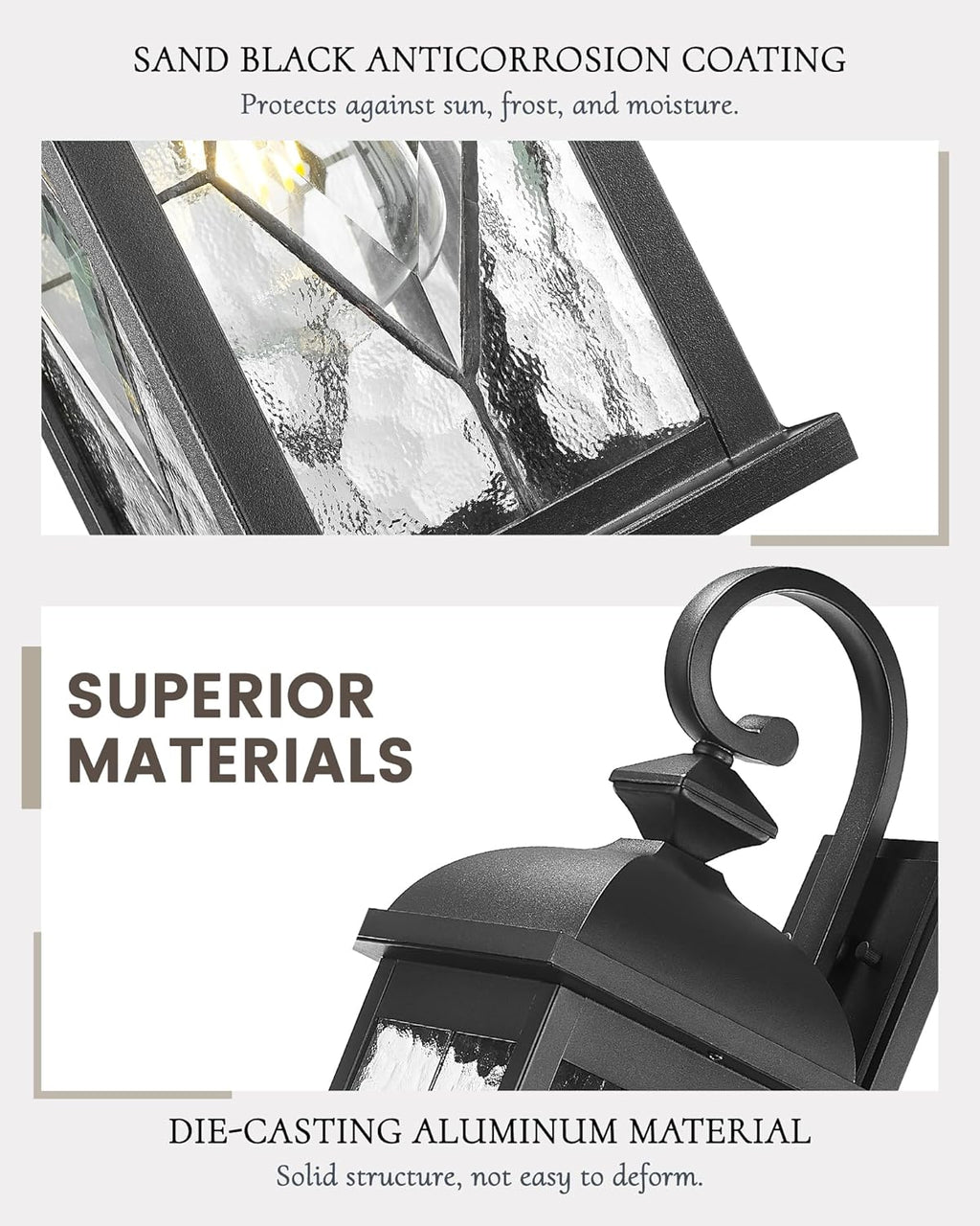 FEMILA 21" Large Exterior Wall Light Fixtures, Anti-Rust Waterproof Outdoor Wall Lantern Porch Lights for Entryway, Patio, Garage, Doorway, Matte Black, 4FD54B2 BK-SD