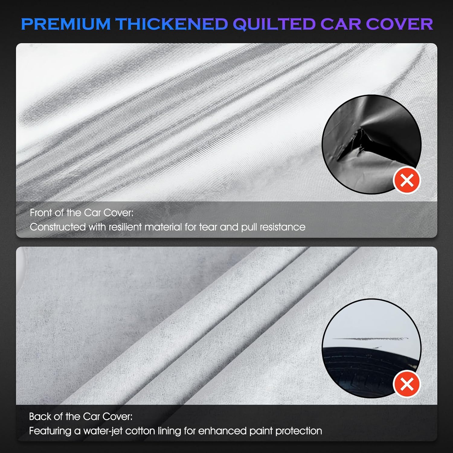 Car Cover Custom Fit for Ford Mustang 1994-2025,Chevy Camaro 2010-2025,6 Layers Truck Cover Waterproof All Weather for Automobiles,Outdoor Full Exterior Cover,Rain, Sun, Wind Protection,Silver