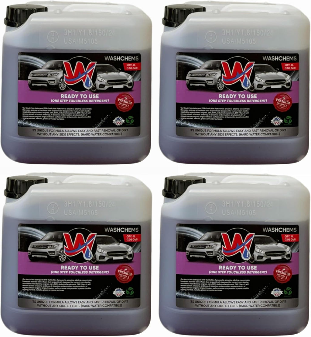 Foam Cannon Ready to Use - Touchless Car Wash Shampoo (1 Gallon, 128 oz) – No Mixing Ratio Required - Commercial Grade Auto Cleaner – Great for Cars, Trucks, Motorcycles, Mopeds, ATVs - Wash Chems (4)