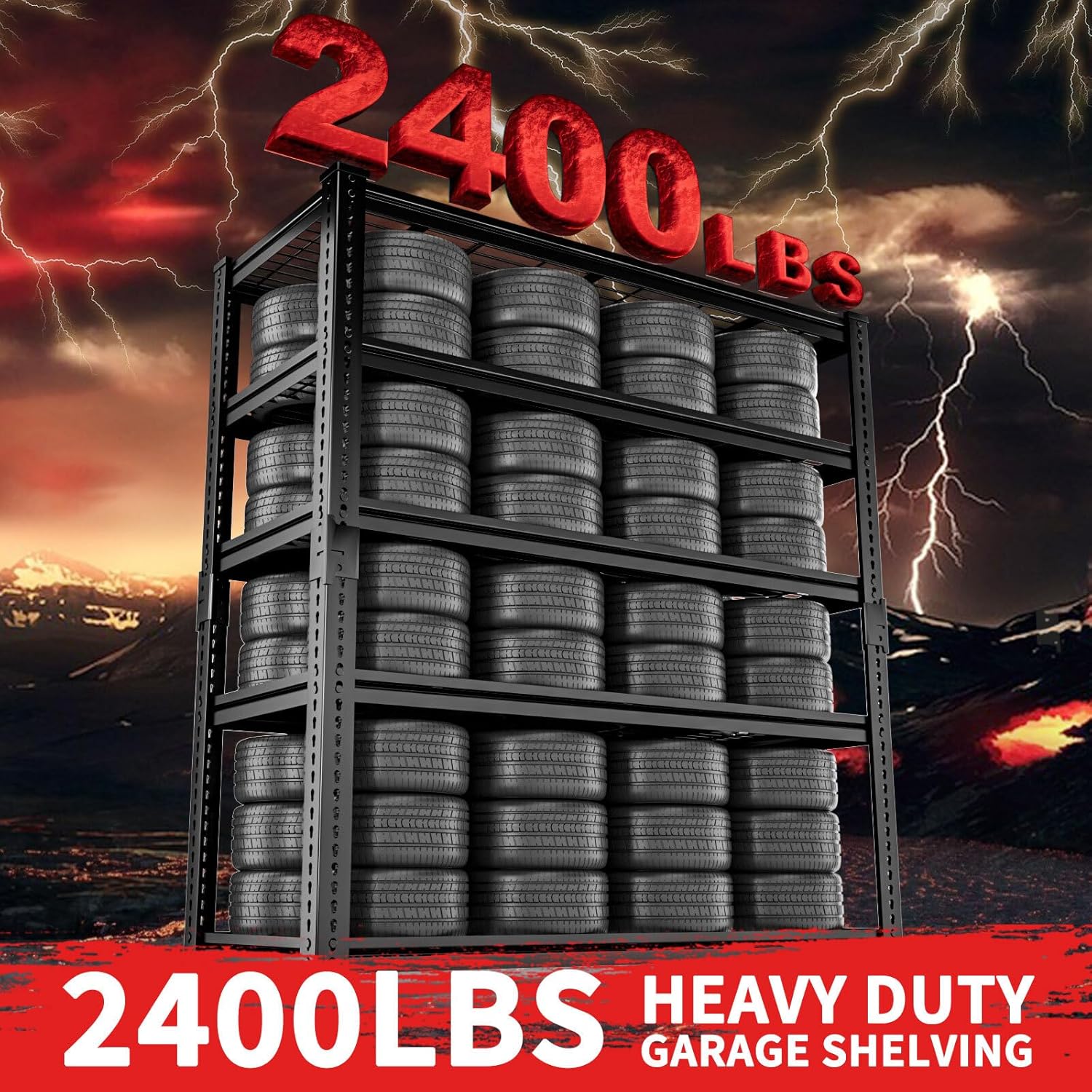 Storage Shelves 2PCS, Garage Shelving Heavy Duty 2400LBS Capacity, 36"L x 16"W x 72"H Adjustable Metal Shelving Organizer Wire Rack, 5 Tier Utility Shelf Unit for Pantry Closet Warehouse Organization