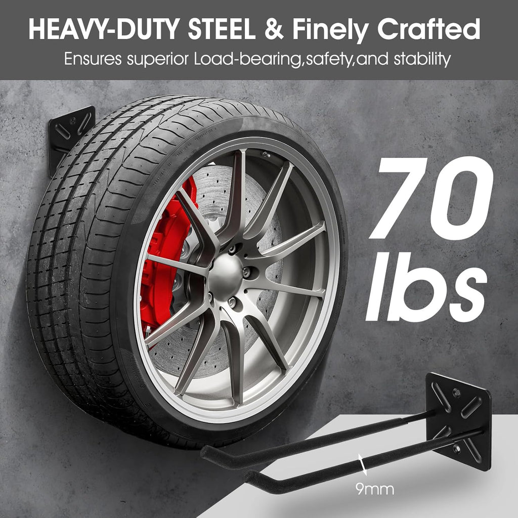 2Pcs Garage Hooks Heavy Duty Tool Organizer, Wall Mount Utility Multi-Use Storage Hangers Rack for Car Tires, Ladders, Chairs, Strollers, Power Tools, Garden Tools