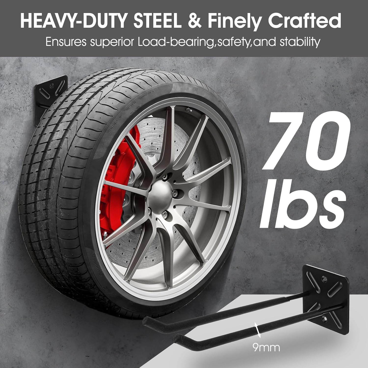 2Pcs Garage Hooks Heavy Duty Tool Organizer, Wall Mount Utility Multi-Use Storage Hangers Rack for Car Tires, Ladders, Chairs, Strollers, Power Tools, Garden Tools