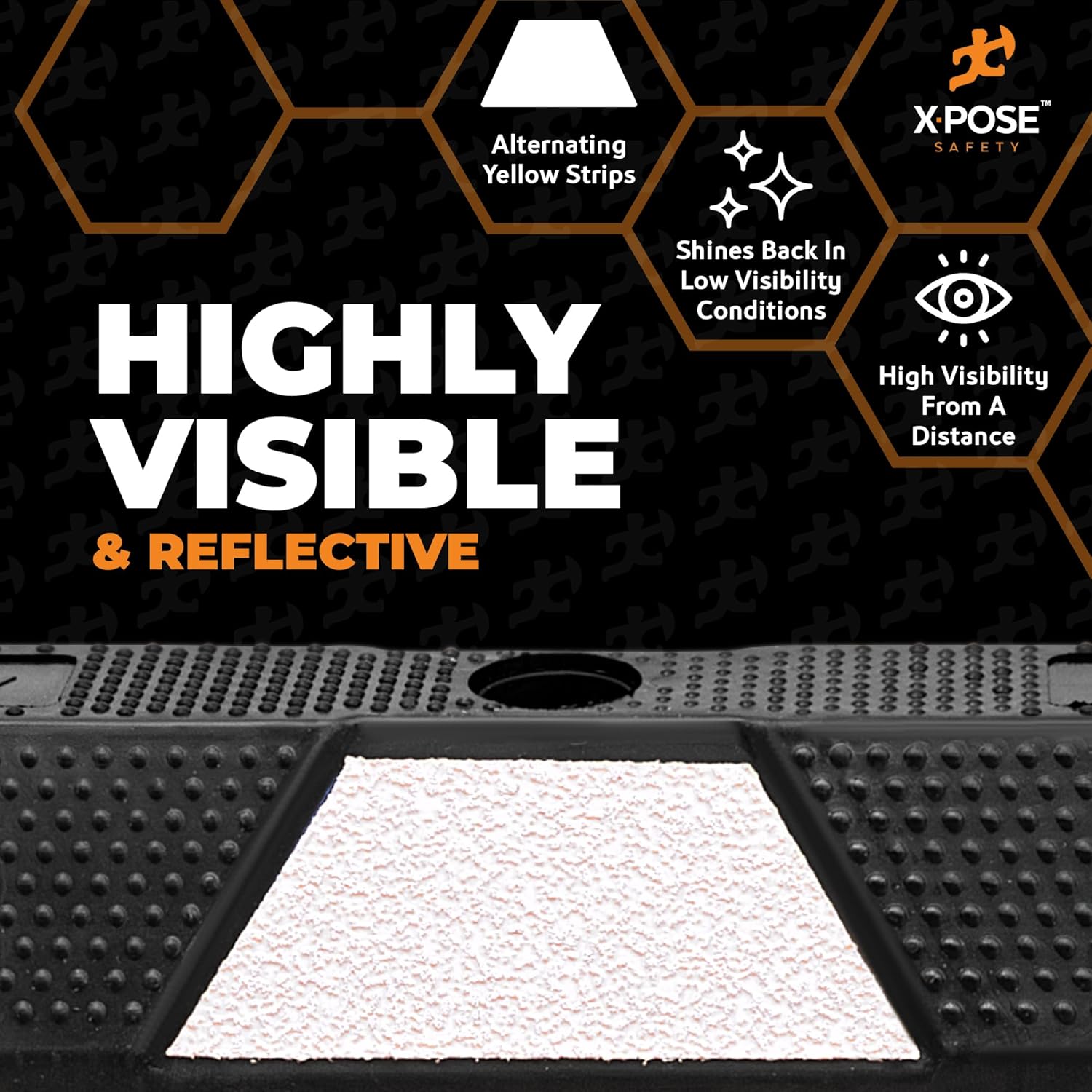 Xpose Safety 48" Heavy Duty Rubber Parking Stopper – Bulk Half Pallet 24 Pack Wheel Blocks for Garage, Driveway, or Ramp – Car Bumper Stop with White Reflective Strips – Removable Floor Mount