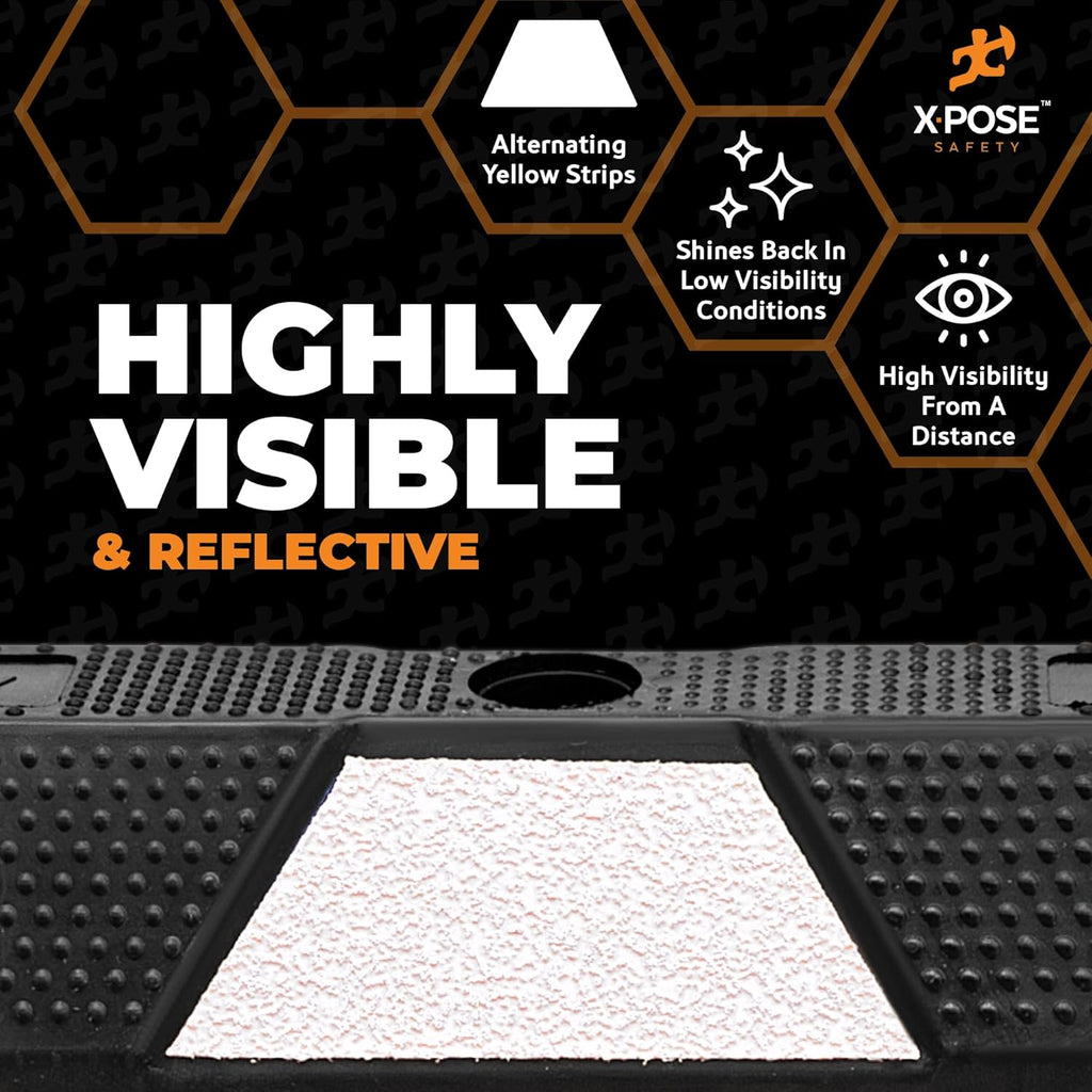 Xpose Safety 72" Heavy Duty Rubber Parking Stopper – 10 Pack Wheel Blocks for Garage, Driveway, or Ramp – Car Bumper Stop with White Reflective Strips – Removable Floor Mount