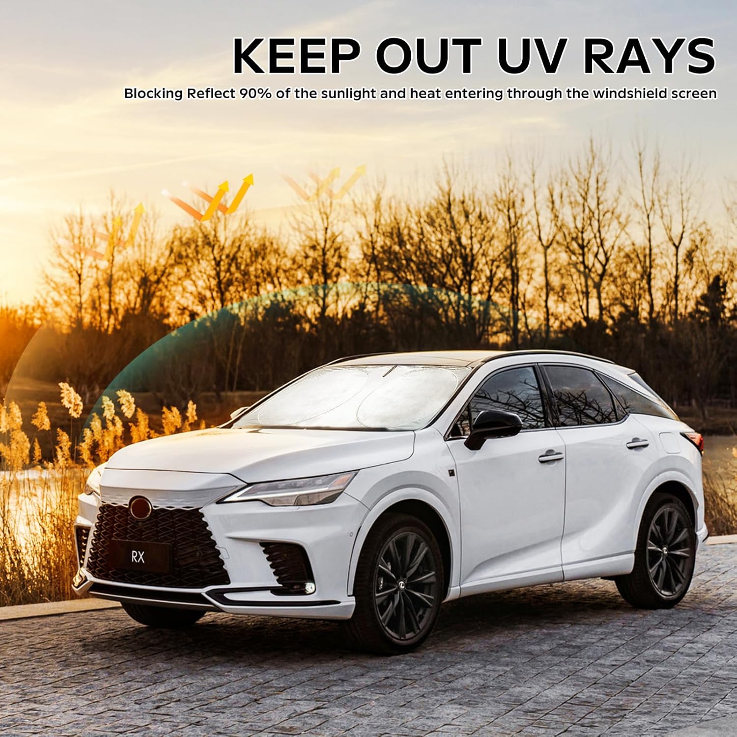 INSAUTO for RX 2025 Windshield Sun Shade Sunshade Custom-fit for Lexus RX SUV 2016-2022 2023 2024 Windshield Cover Front Window 4-Layers Sun Visor Foldable Blocks UV Rays Shield Keep Your Car Cooler