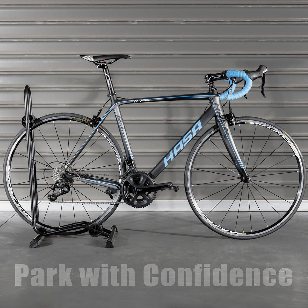 CyclingDeal Bike Floor Stand Parking Rack - for 20"-29" Mountain MTB & Road Bikes with Tire Width up to 2.4" or 5" Fat Bike - Bicycle Indoor Outdoor Garage Storage - Max Tire Width 2.4” for 1 Bike