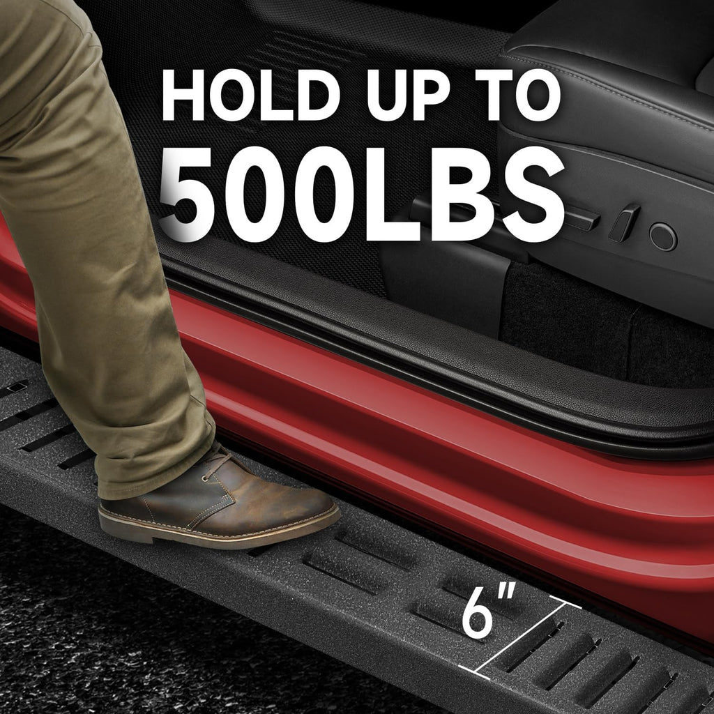 6'' Running Boards Side Steps Nerf Bars – Heavy-Duty Carbon Steel with Black Powder Coating – Durable and Rust-Resistant, Fits for 2019-2024 Silverado Crew Cab (Mixed Slots)