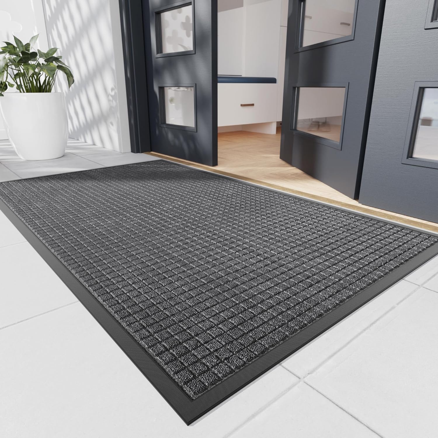 Durable Front Door Mat, 72" x 36" Heavy Duty Indoor Outdoor Doormat for Entryway, Non-Slip Rubber Backing, Stain and Fade Resistant Commercial Floor Mat for Home Office Entry