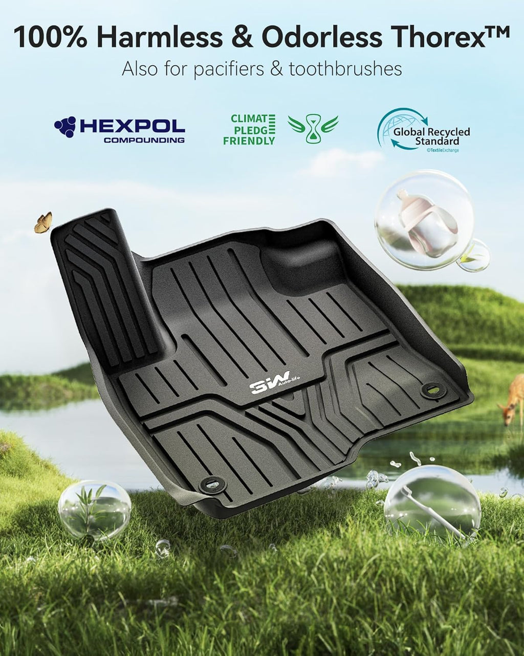 3W Floor Mats & Cargo Liner Fit for Honda HR-V 2023 2024 2025 & Acura ADX 2025, Honda HRV Accessories TPE Custom Fit Floor Liner and Cargo Liner Mat (Include Hybrid) (Not fit Premium Audio System)