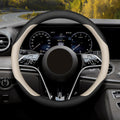 Steering Wheel Cover Standard Size Medium 14.5-15 inch, Breathable Microfiber Leather, Anti-Slip, Soft Grip, Universal Fit for Cars SUVs Trucks, Black and Creamy White