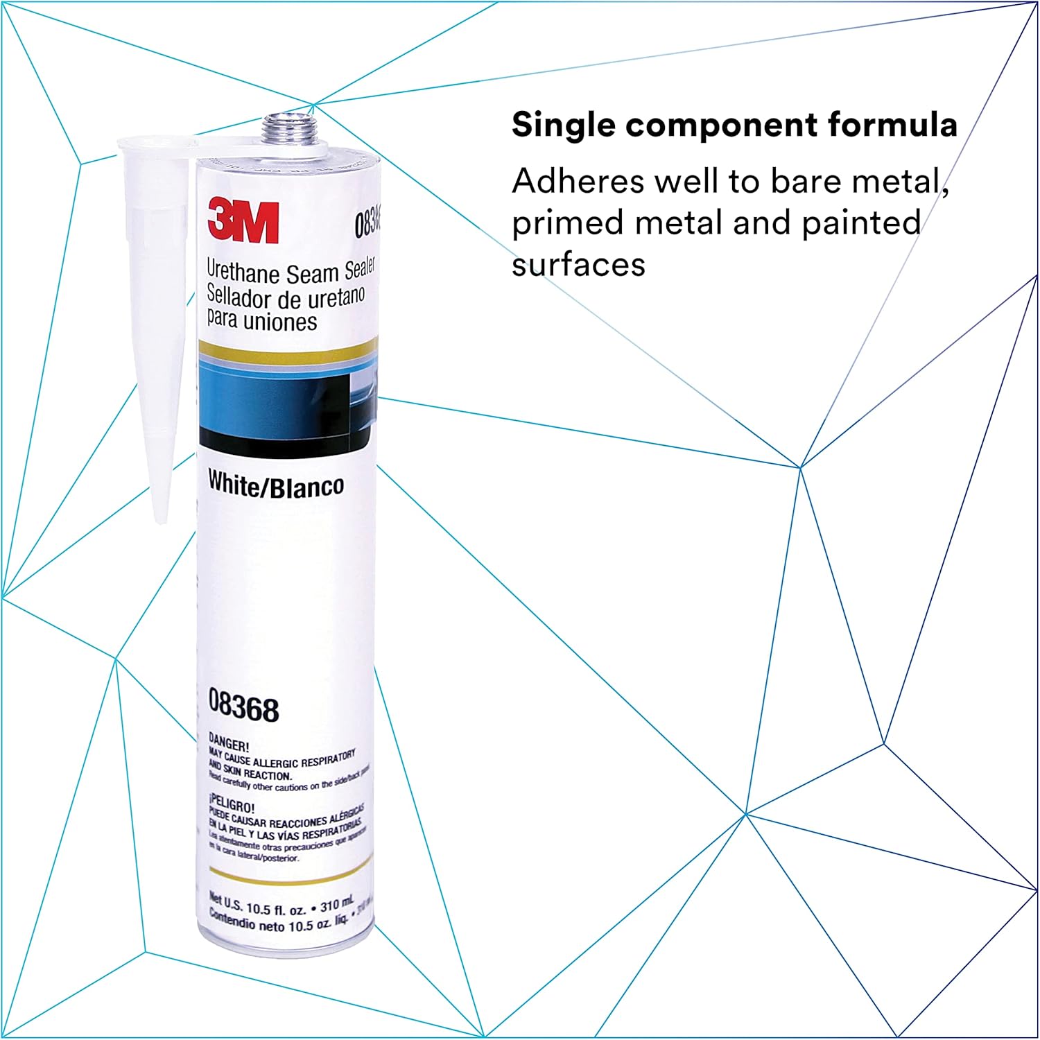 3M Urethane Seam Sealer, 08368, White Color, High Solids, Permanently Flexible, 310mL/10.5 fl oz Cartridge