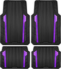 CAR PASS Heavy Duty Rubber Car Mats Metallic,Aluminum Film All Weather Floor Mats Waterproof Universal Trim to Fit SUVs Sedans Vans 4 Piece Anodized Deep Dish Two-Tone Sporty Black Purple Chrome