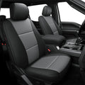 AOMSAZTO Front Seat Covers for Ford F150 XL XLT: 2015-2024 SuperCrew & F250 F350 F450 2017-2024 Super Duty Crew Cab XL XLT Faux Leather Full Set Seat Cover (Black + Grey, 2PCS Front)