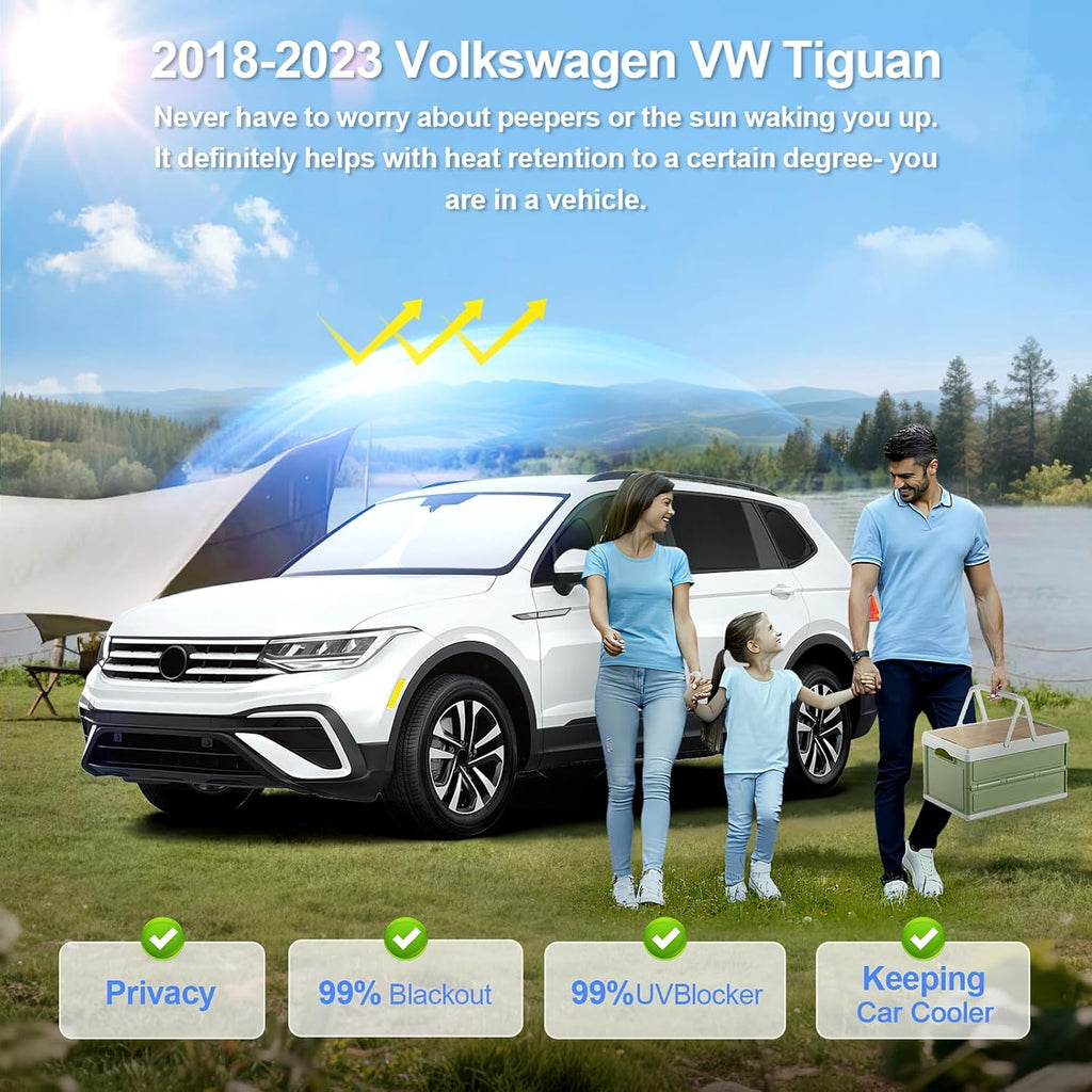 8pcs Car Window Shades for Volkswagen VW Tiguan 2018-2023 Accessories,Windshield Side Rear Full Sunshade,Sun Visor UV Blocking, Privacy Protection and Blackout for Camping Outdoor