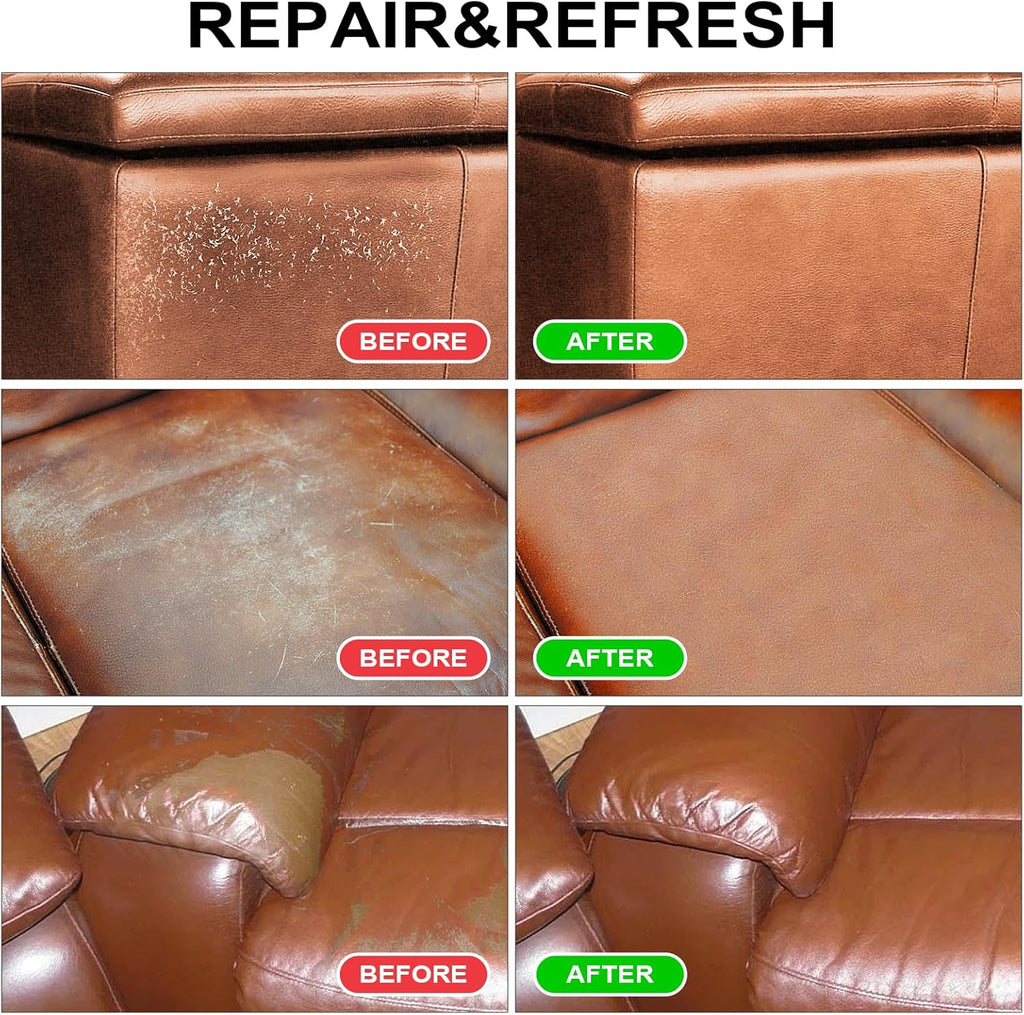 Leather Recoloring Balm,10oz Leather Color Restorer Leather Repair Kit for Furniture Car Leather Scratch Remover, Beige Leather Color Restorer for Couches,Leather Dye Paint for Faded