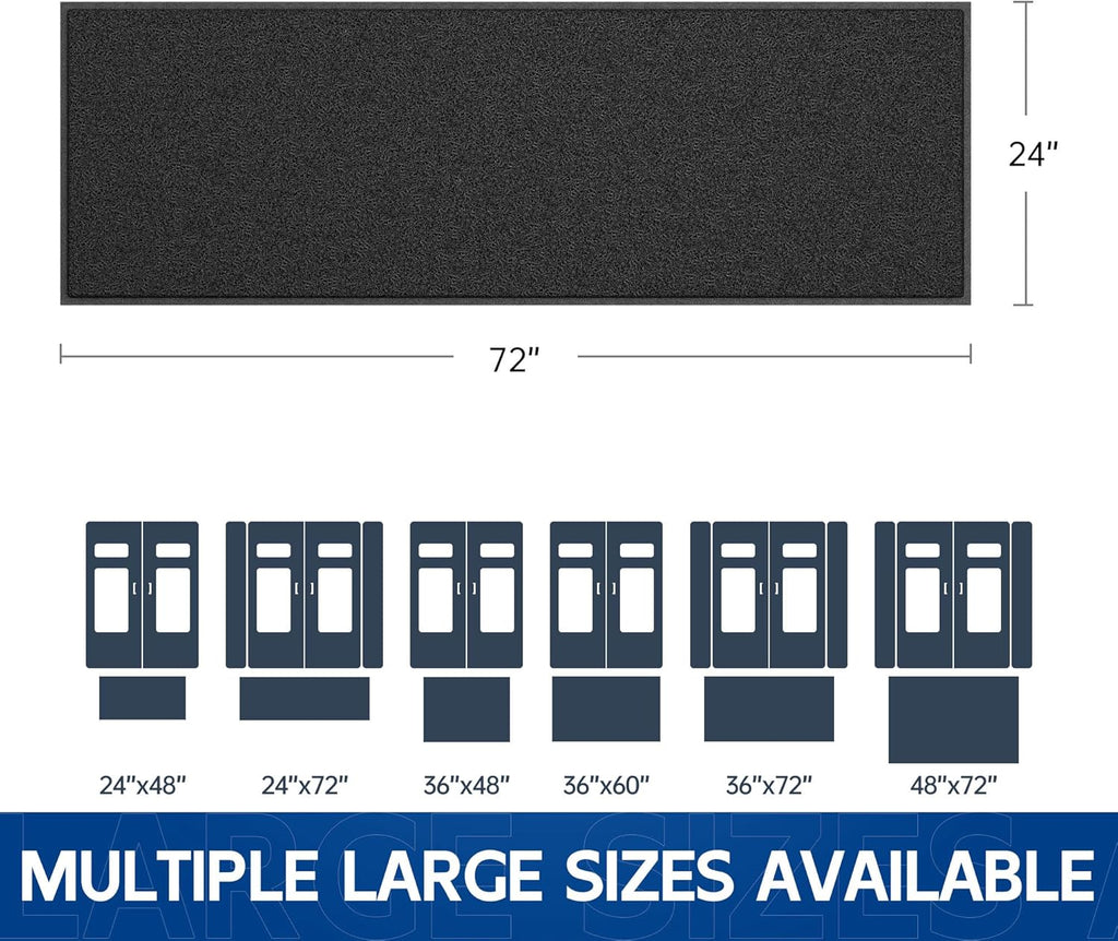Sturdy Front Door Mat, 72" x 24" Heavy Duty Indoor Outdoor Doormat for Entryway, Fade Resistant, Waterproof Low Profile Entry Mat, Non Slip Welcome Mat for Outside Entrance, Patio, Home