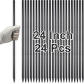 VVOKGO Rebar Stakes 24 Inch Ground Straight Concrete Form Stakes Heavy Duty (24pcs), 3/8" Diameter Metal Steel Spikes Anchors with Chisel Point End for Plant Support, Garden Border,Landscape Edging
