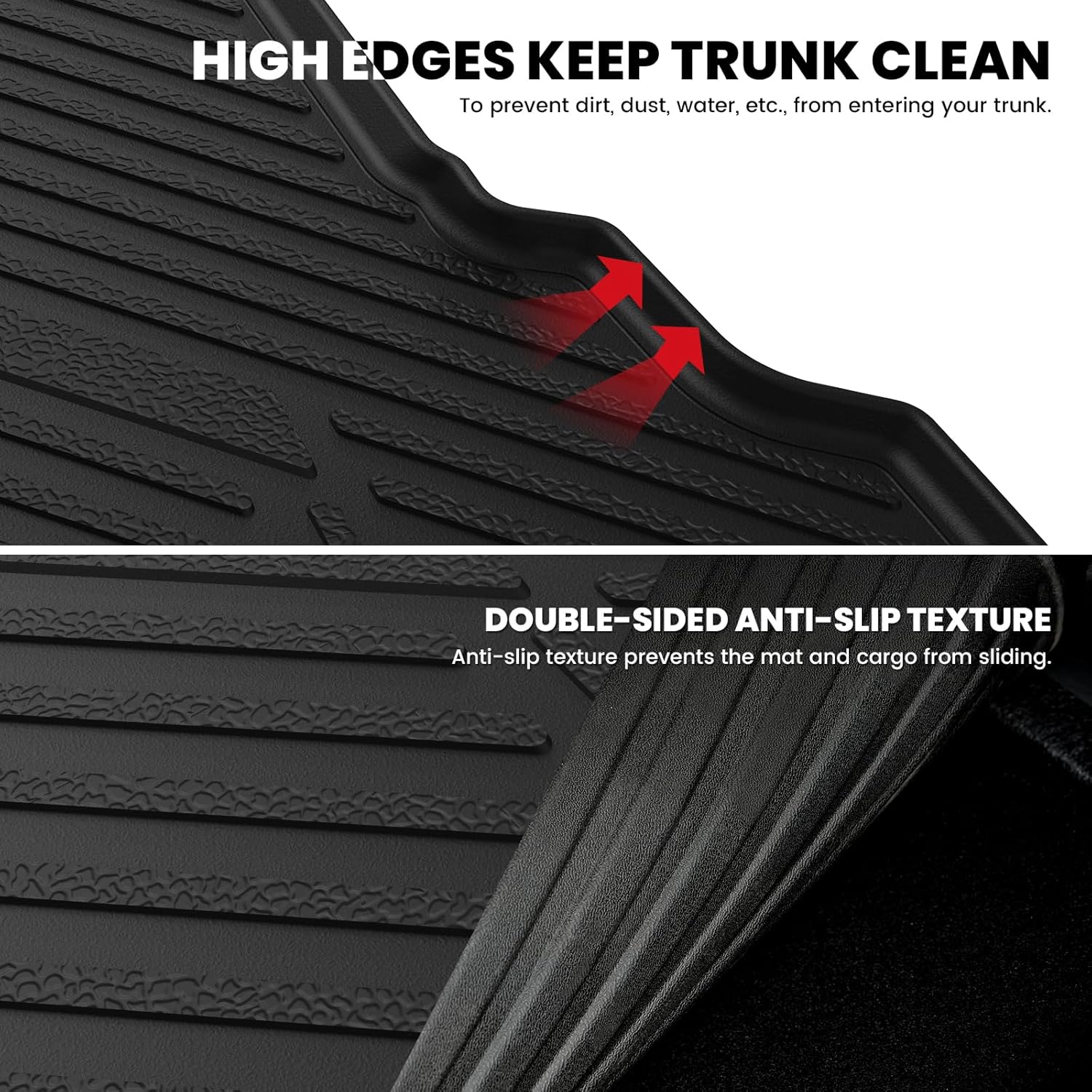 LASFIT Trunk Mat for Ford Fusion 2013-2020 (Only Fit Gasoline Not Fit Hybrid & PHEV) All Weather TPE Mats Custom Fit Cargo Mats for Ford Fusion Car Mats and Cargo Liner, Black