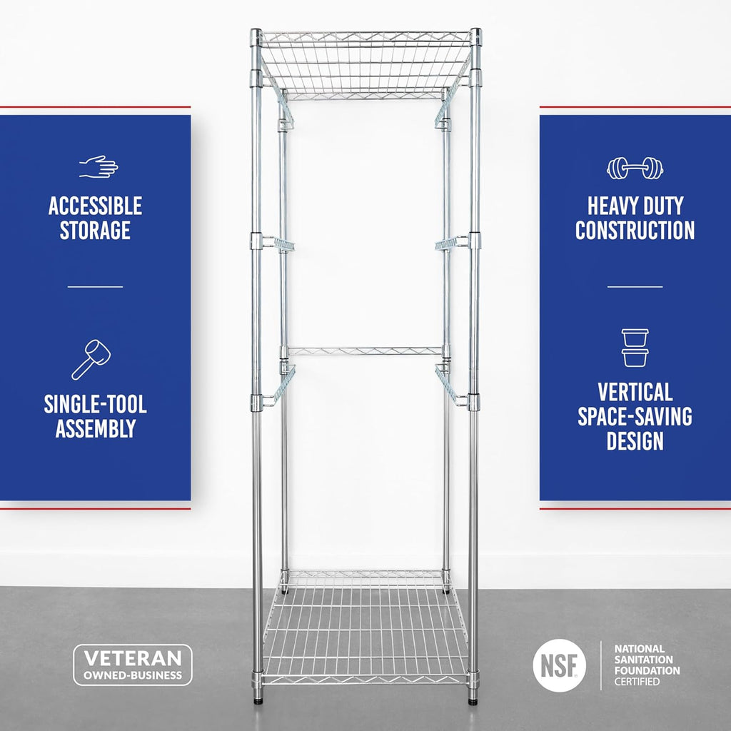 SafeRacks 5-Tier Steel Tote Rack WS-BR27 - Maximize Space, Declutter, NSF Certified, Bin Storage for Garage, Pantry, Kitchen, 31" x 23" x 68" (Silver, 1 Pack)
